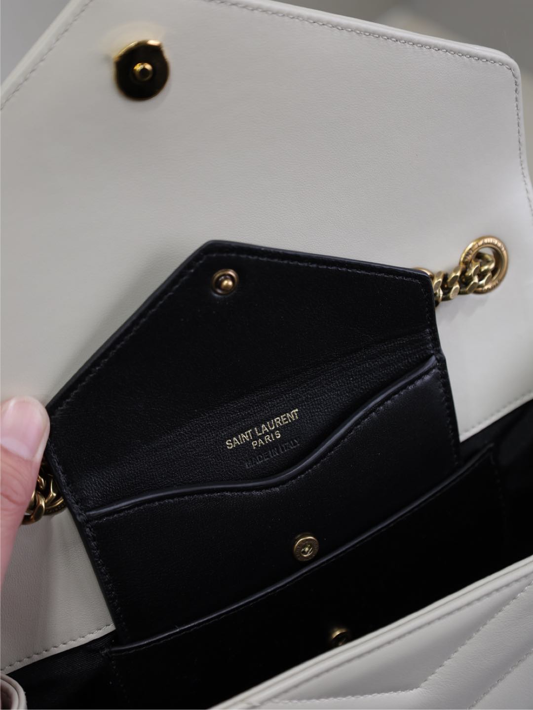 LOULOU SMALL 24 IN WHITE SHEEPSKIN GOLD HARDWARE