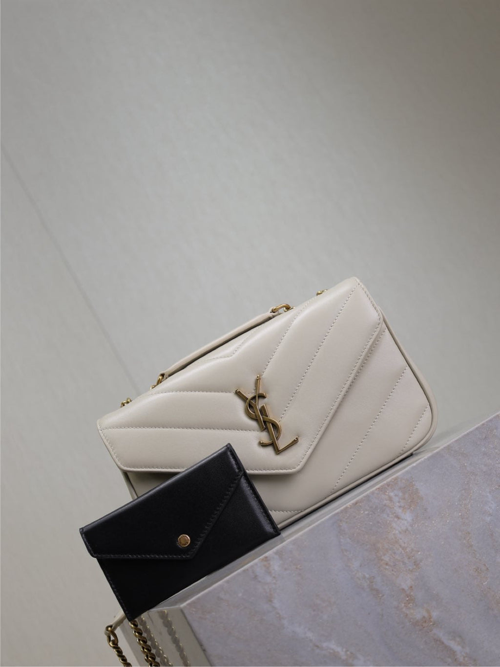 LOULOU SMALL 24 IN WHITE SHEEPSKIN GOLD HARDWARE