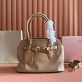 Miu Aventure Shoulder Bag 30cm Beige Nappa Leather
