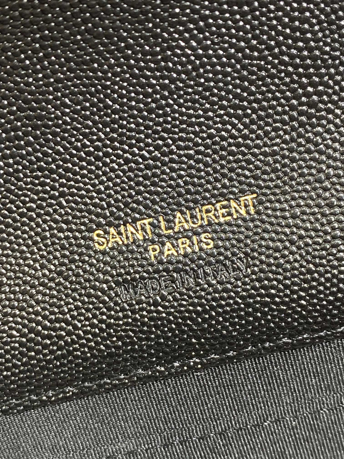 YSL Gold Hardware Logo Clutch 21cm Black Caviar Cowhide