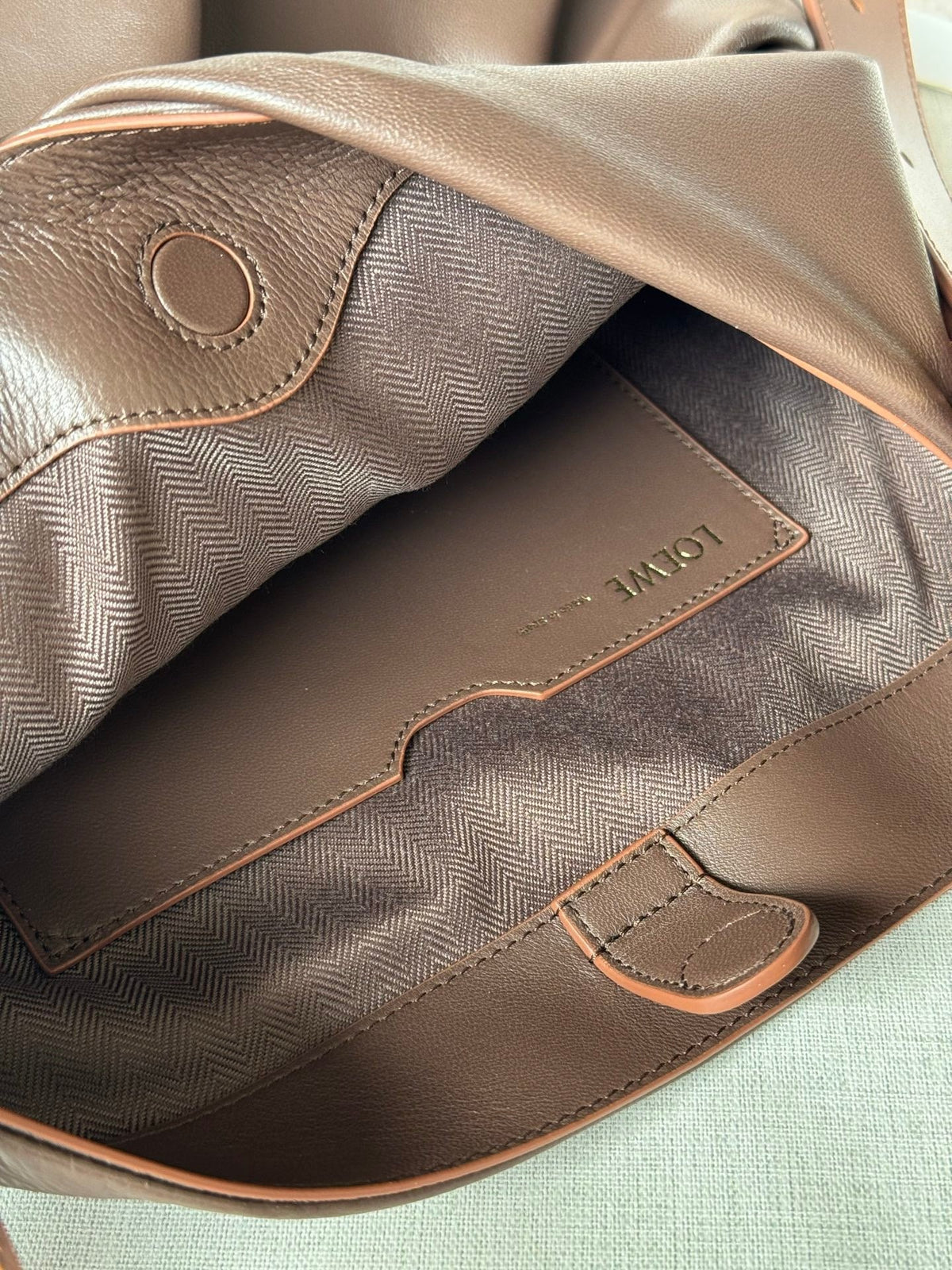 Loewe 2025 Draped Tote Bag Dark Chestnut Mellow Nappa Lambskin