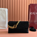 GG Medium Shoulder Bag With Chain Black GG Suede