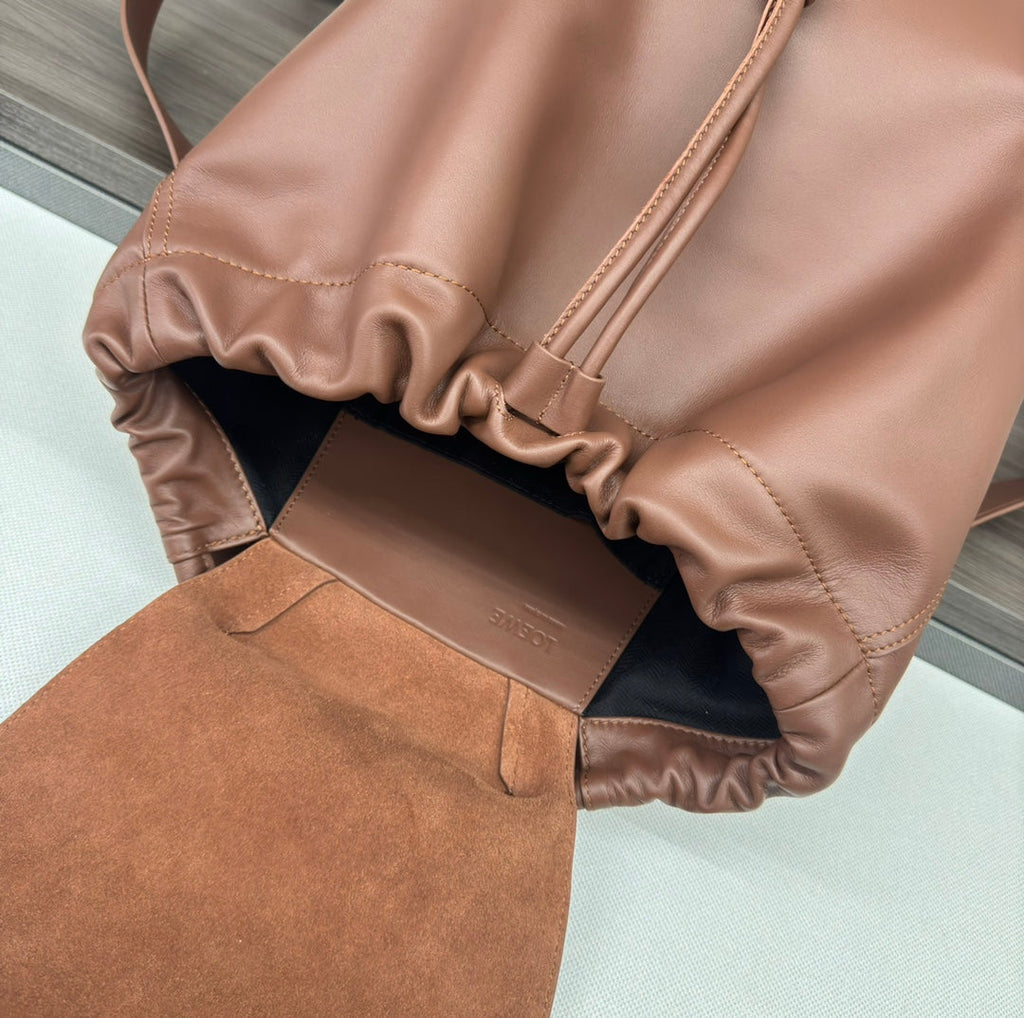 Loewe 2025 Flamenco Backpack 40cm Brown Calfskin 274690