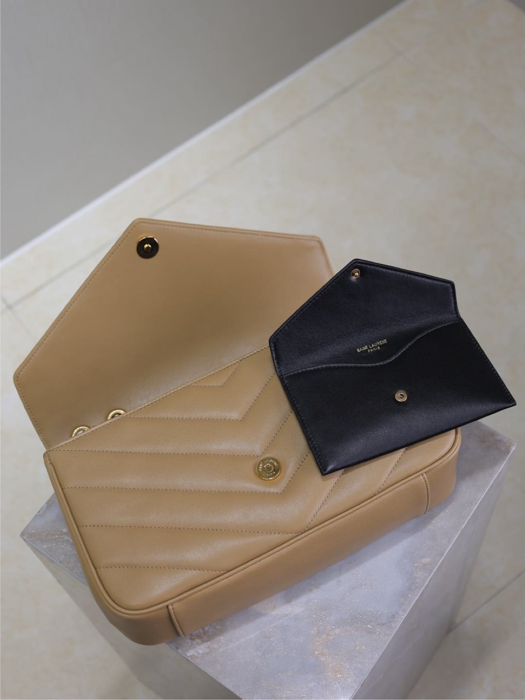 LOULOU MEDIUM 29 IN MILK TEA SHEEPSKIN GOLD HARDWARE
