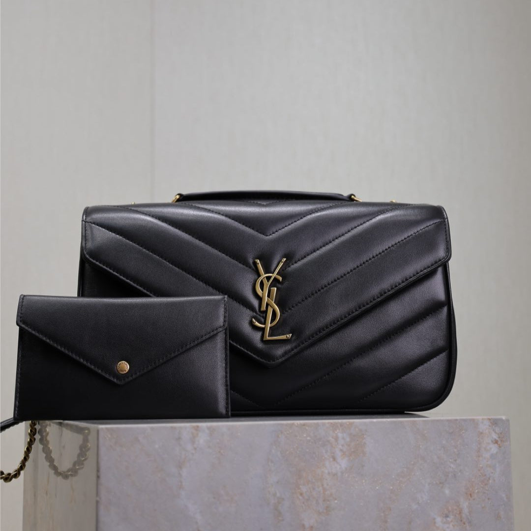 LOULOU MEDIUM 29 IN BLACK SHEEPSKIN GOLD HARDWARE