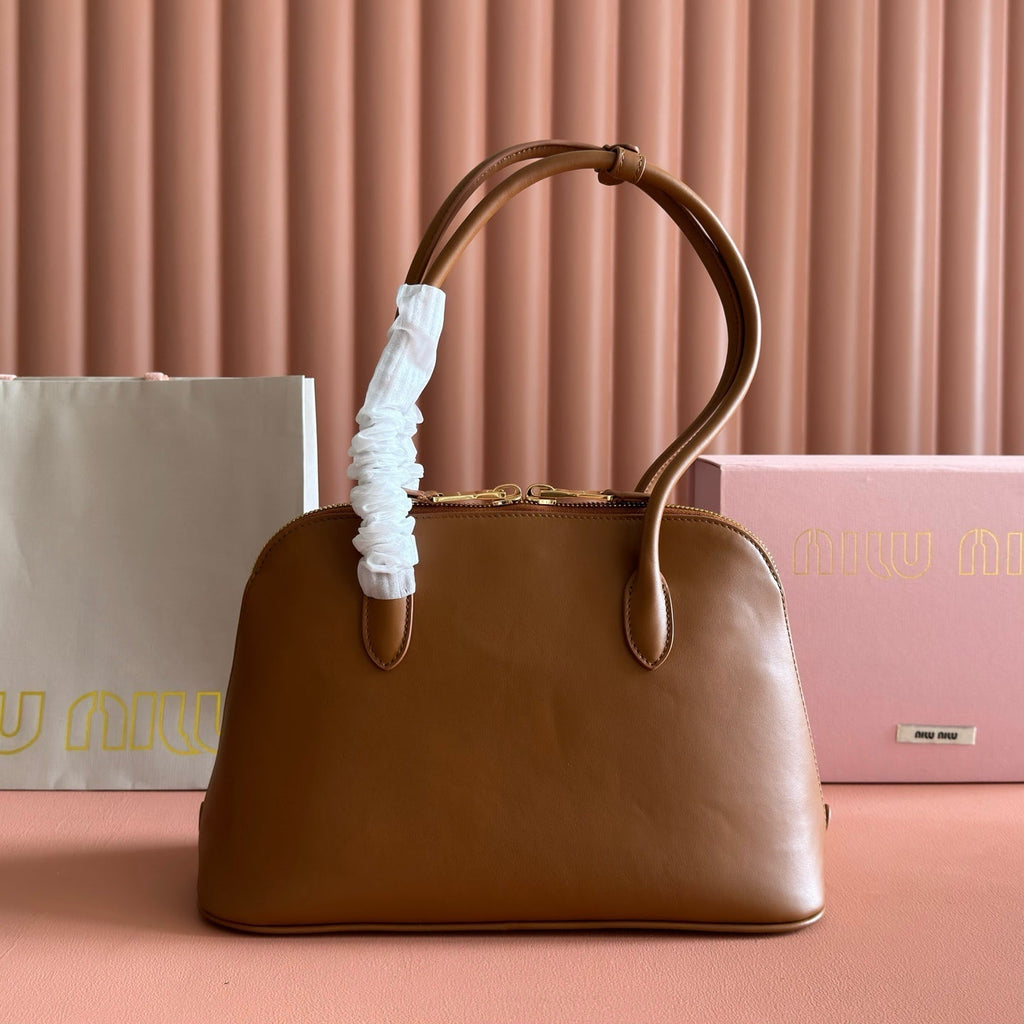 Miu Shell Bag Brown Lambskin