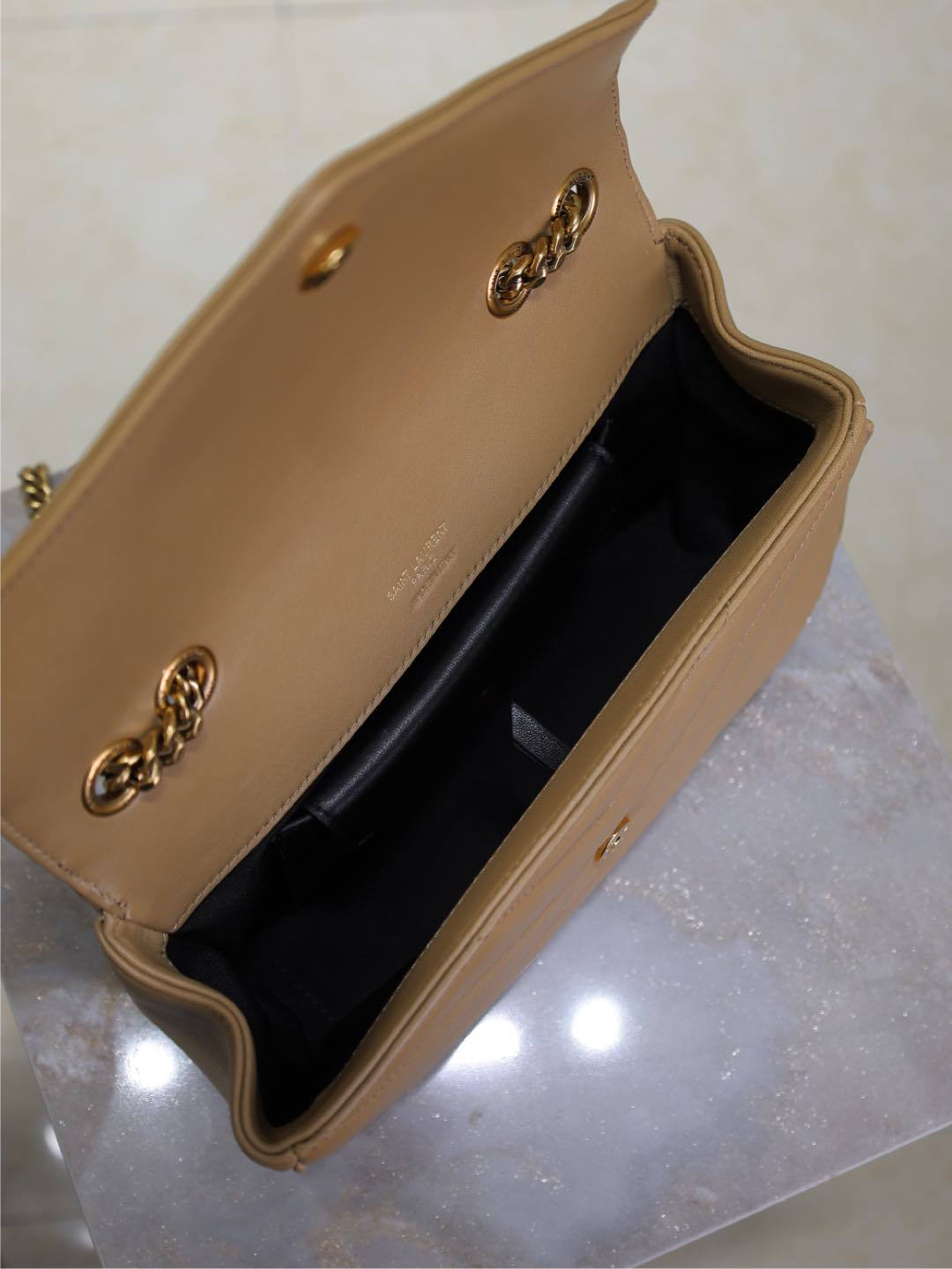 LOULOU SMALL 24 IN MILK TEA SHEEPSKIN GOLD HARDWARE