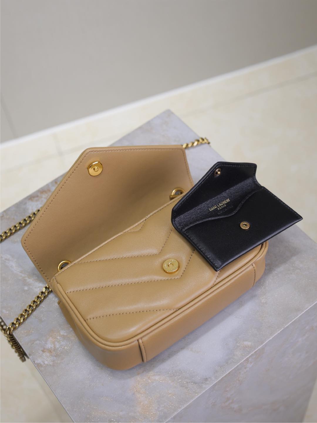 LOULOU MINI 20 IN MILK TEA SHEEPSKIN GOLD HARDWARE