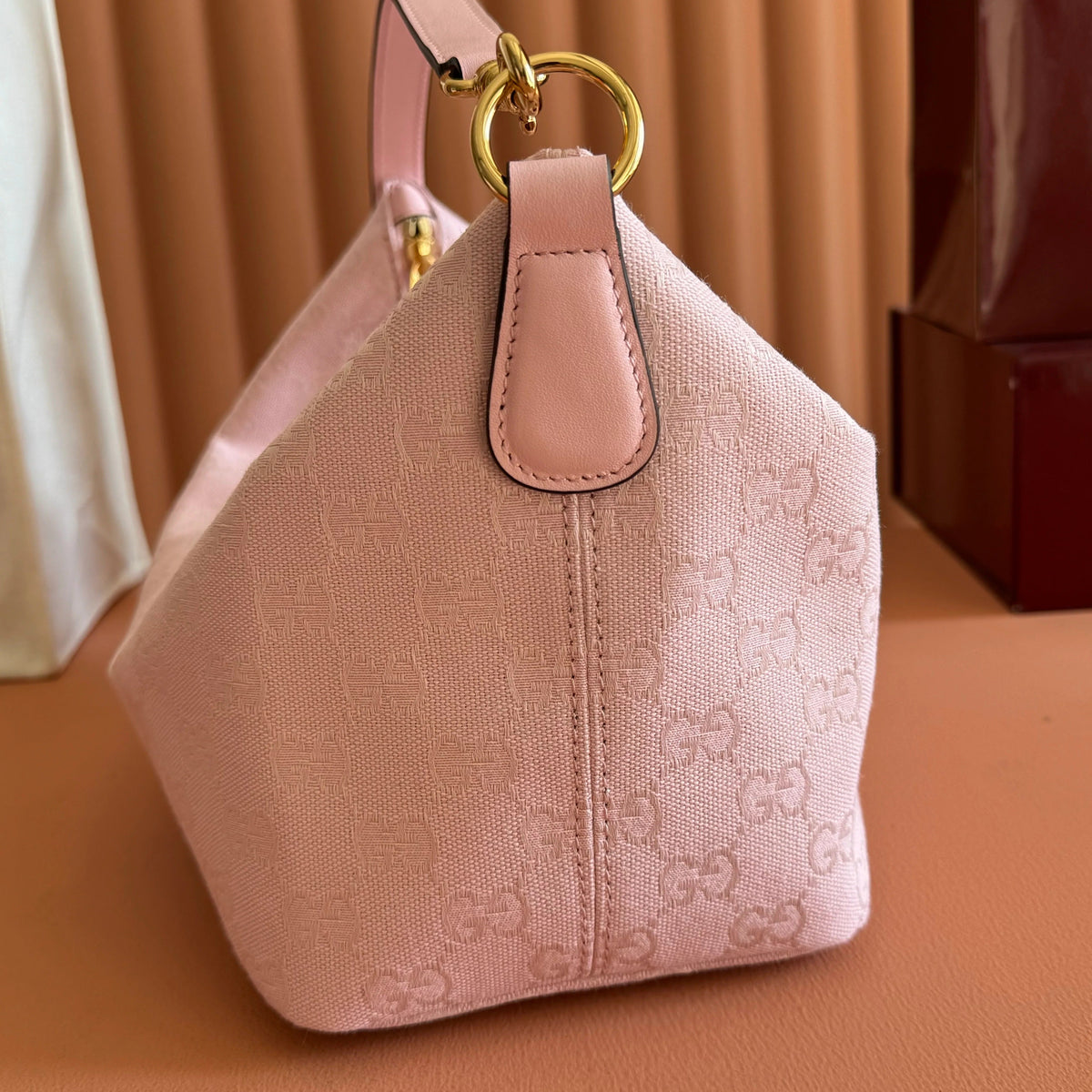 Gucci 2026 Vanity GG-Canvas Top Handle Bag 27.5cm Pink Canvas Leather 280773
