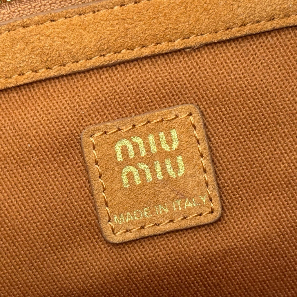 Miu Leather Bucket Bag 23cm Black Grain Cowhide