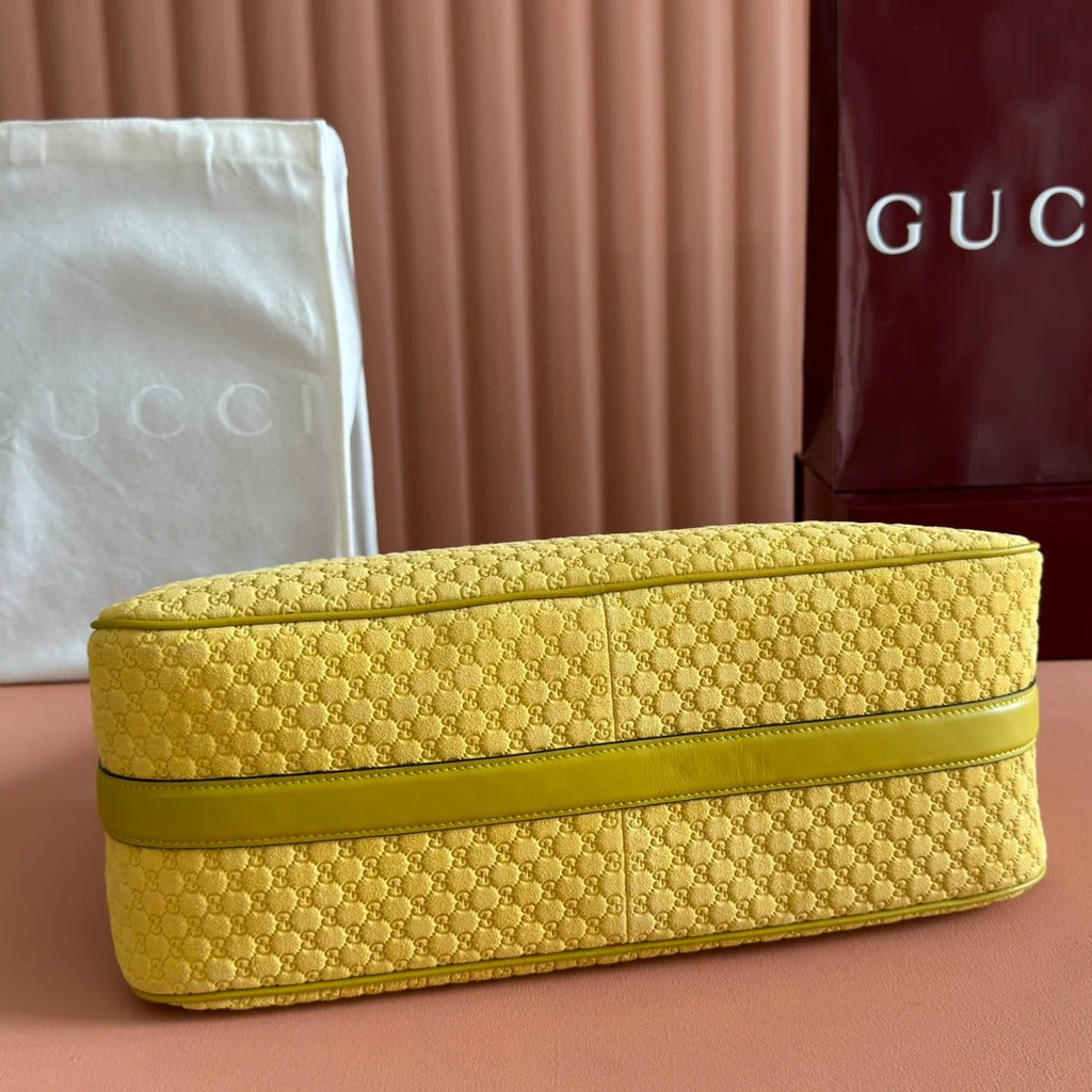 Gucci 2026 Half Horsebit Bag 38cm Yellow Suede Leather 277350