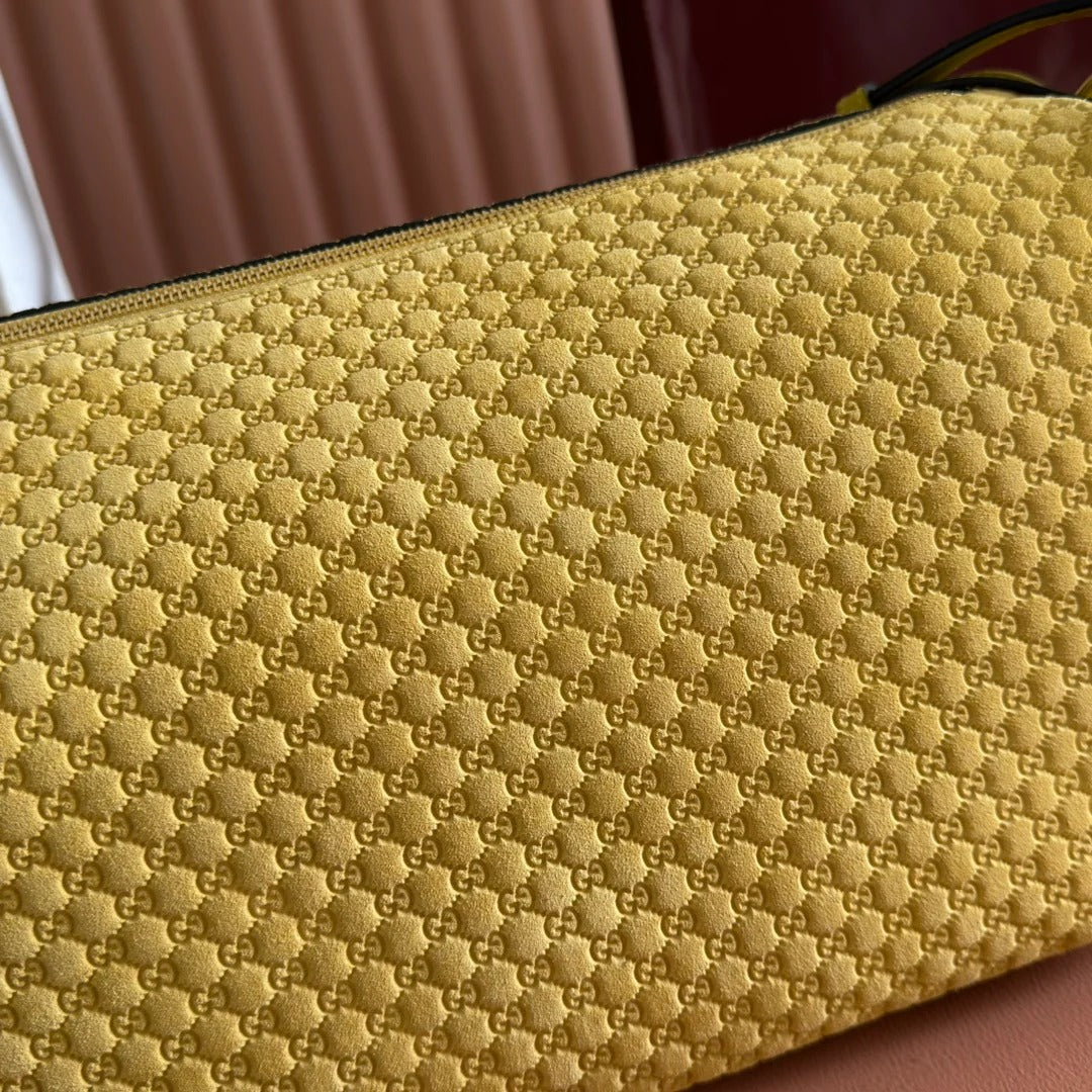 Gucci 2026 Half Horsebit Bag 38cm Yellow Suede Leather 277350