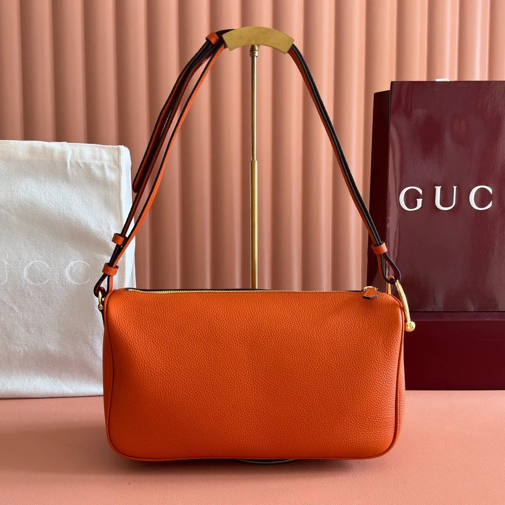Gucci 2026 Half Horsebit Bag 31.5cm Orange Cowhide 277263