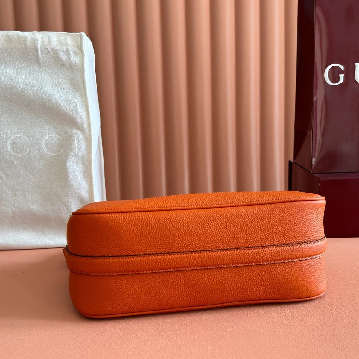 Gucci 2026 Half Horsebit Bag 31.5cm Orange Cowhide 277263