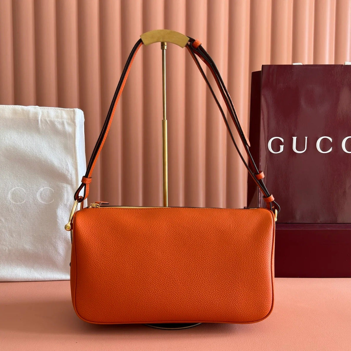 Gucci 2026 Half Horsebit Bag 31.5cm Orange Cowhide 277263
