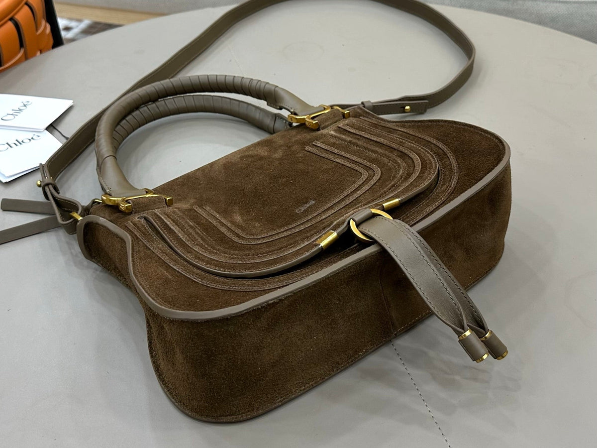Chloe Small Marcie Bag Dark Brown Suede 281261