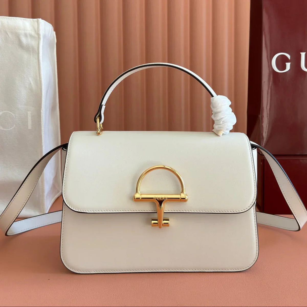 Gucci 2026 Siena Bag 25.5cm White Gold Leather 277153
