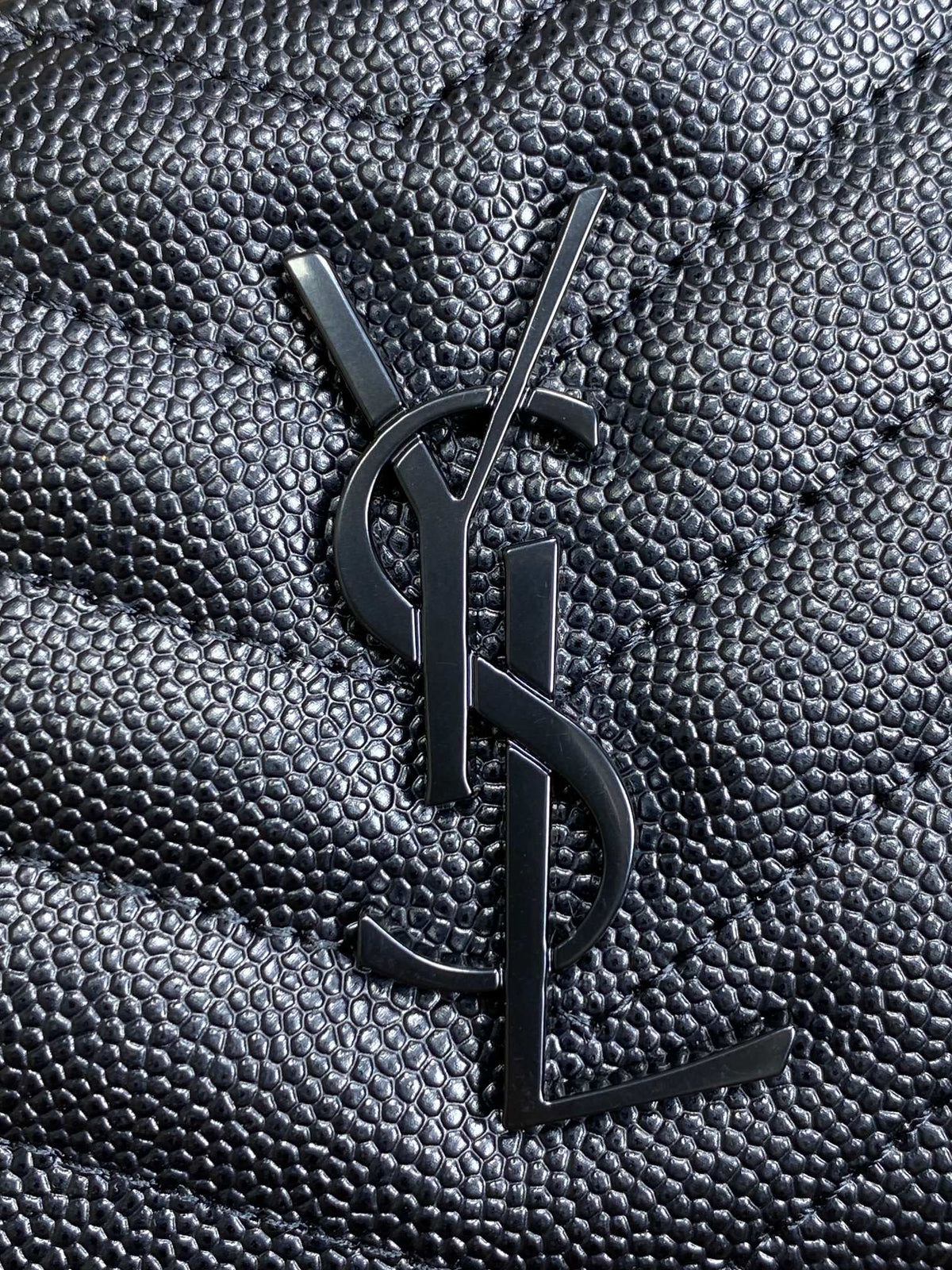 YSL Cassandre Matelassé Compact Zip-Around Wallet Full Black Caviar Cowhide
