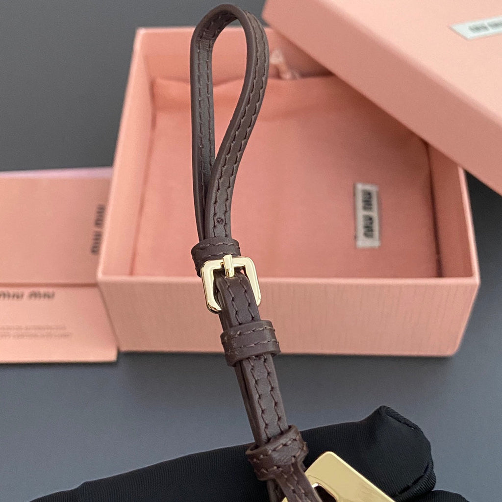 Leather Bag Charm With Key Chocolate Calfskin 240337