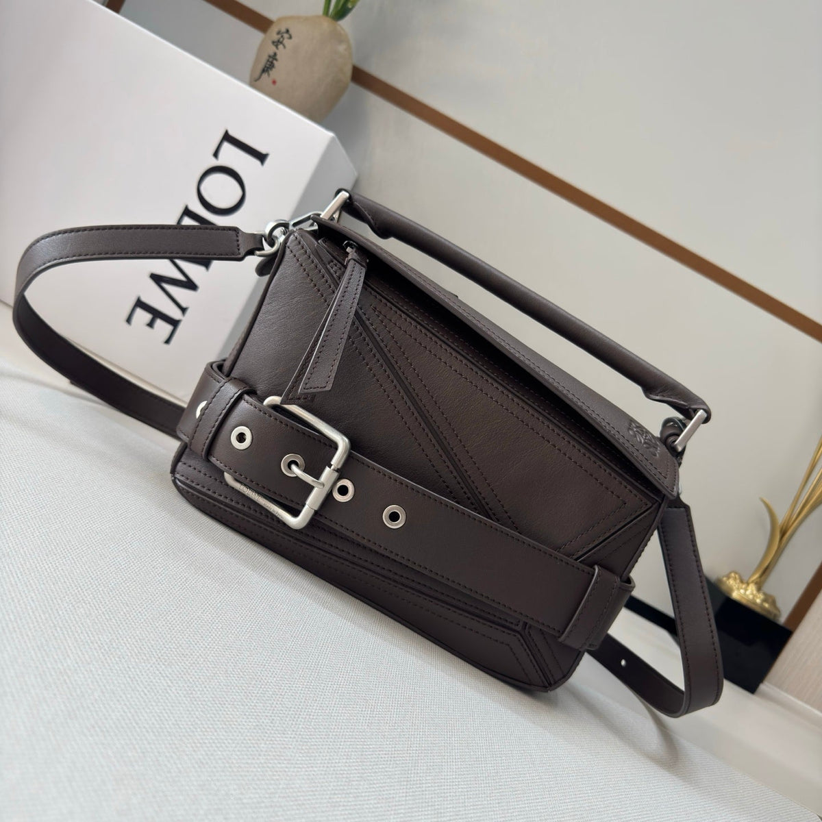 Loewe 2025 Puzzle Biker Bag Dark Brown Cowhide 274648