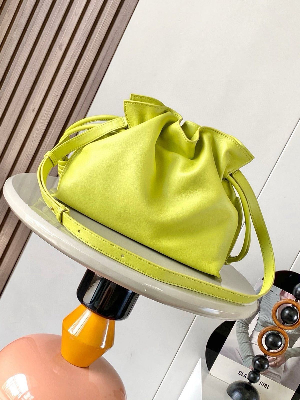 Loewe 2025 Flamenco Lucky 30cm Bag Meadow Green Nappa Calfskin 274605
