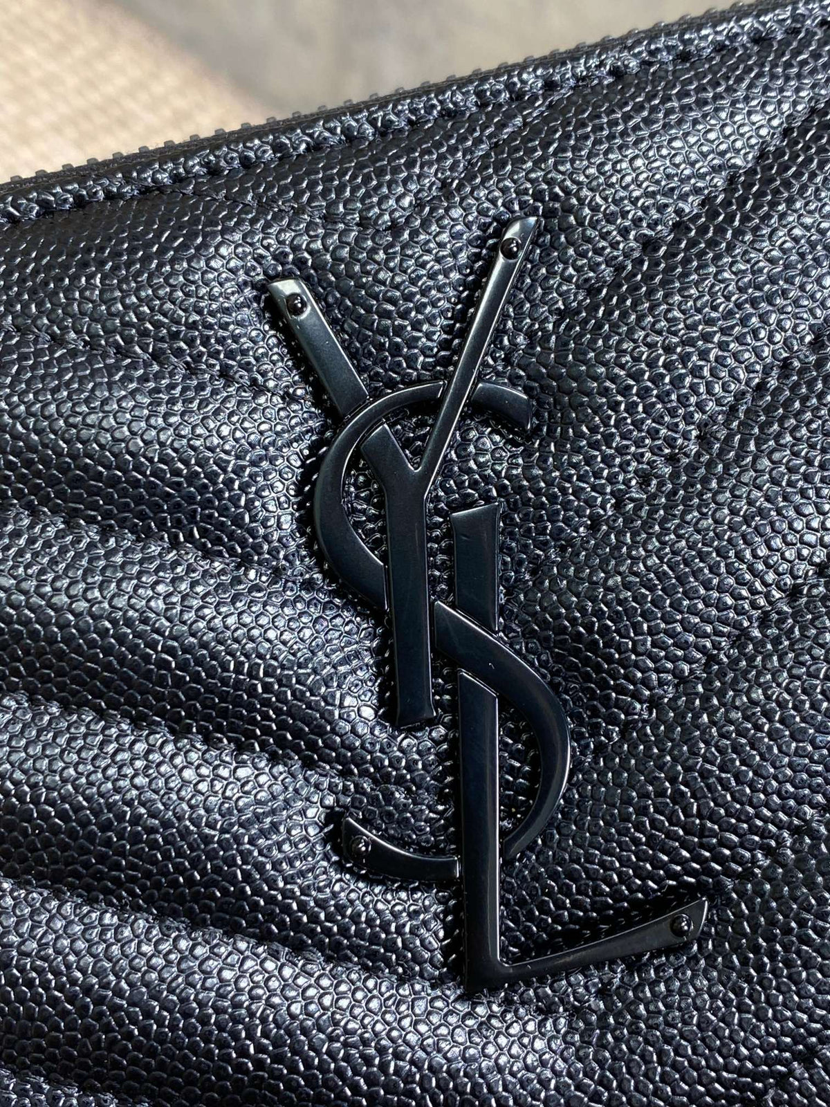 YSL Zippy Long Wallet Full Black Caviar Cowhide