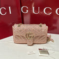 GG Marmont Crystals Small Shoulder Bag Pink Leather