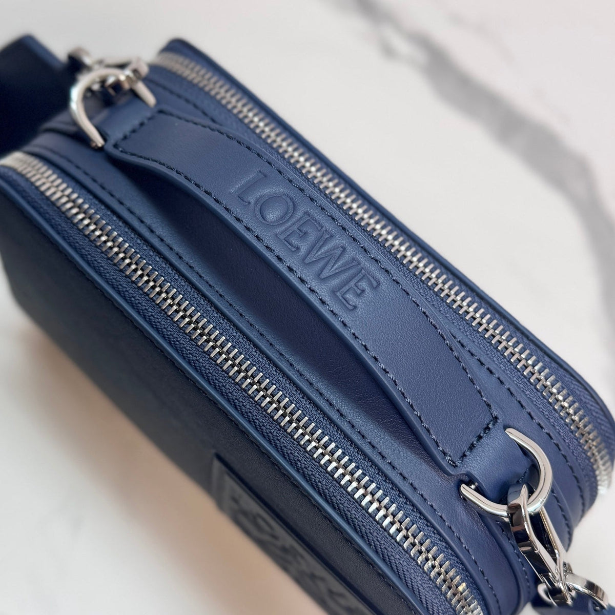 Loewe Mini Crossbody Camera Bag Navy Blue Calfskin