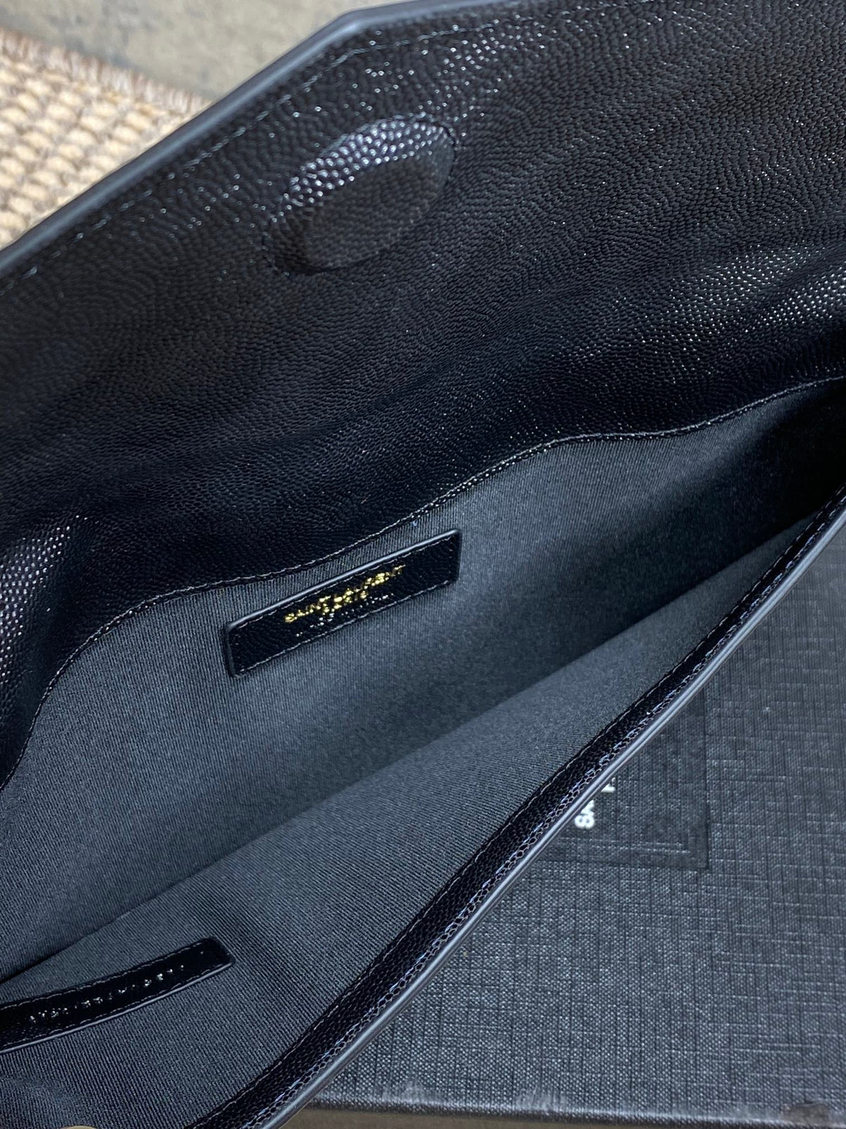 YSL 22s Uptown Pouch Clutch Bag Black Cowhide GHW