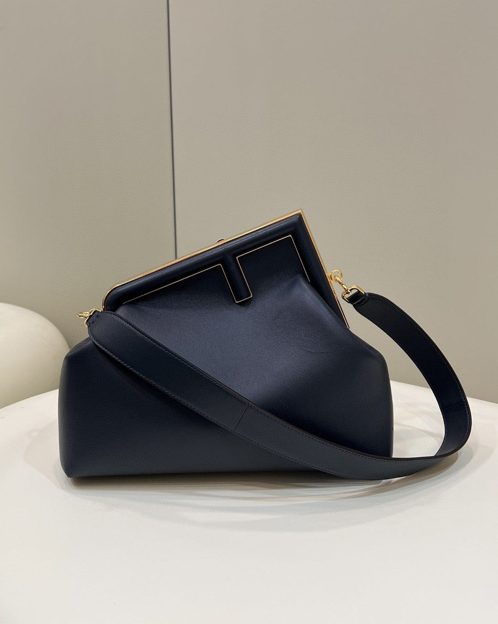 FENDI FIRST SMALL 32 IN BLACK NAPPA LEATHER BAG GOLD HARDWARE