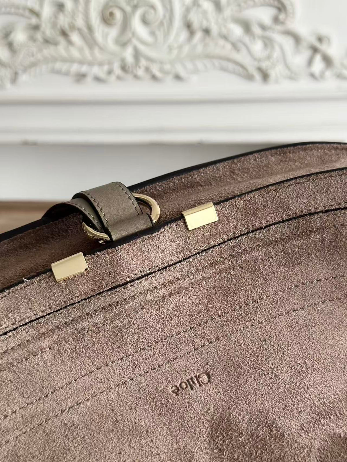 Chloe 26s Marcie Suede Shoulder Bag Taupe Suede