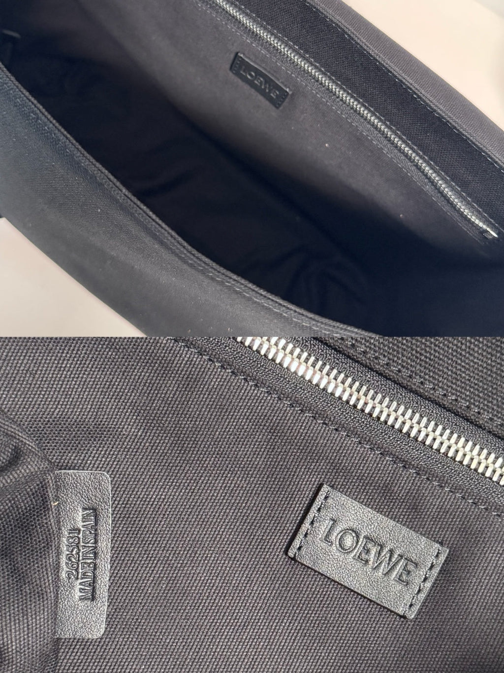 Medium Flex Messenger Black Canvas Brown Suede