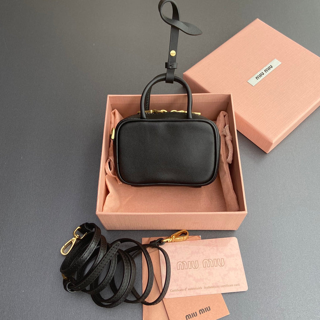 Miu 11 Black Beau Leather Micro Bag 240359
