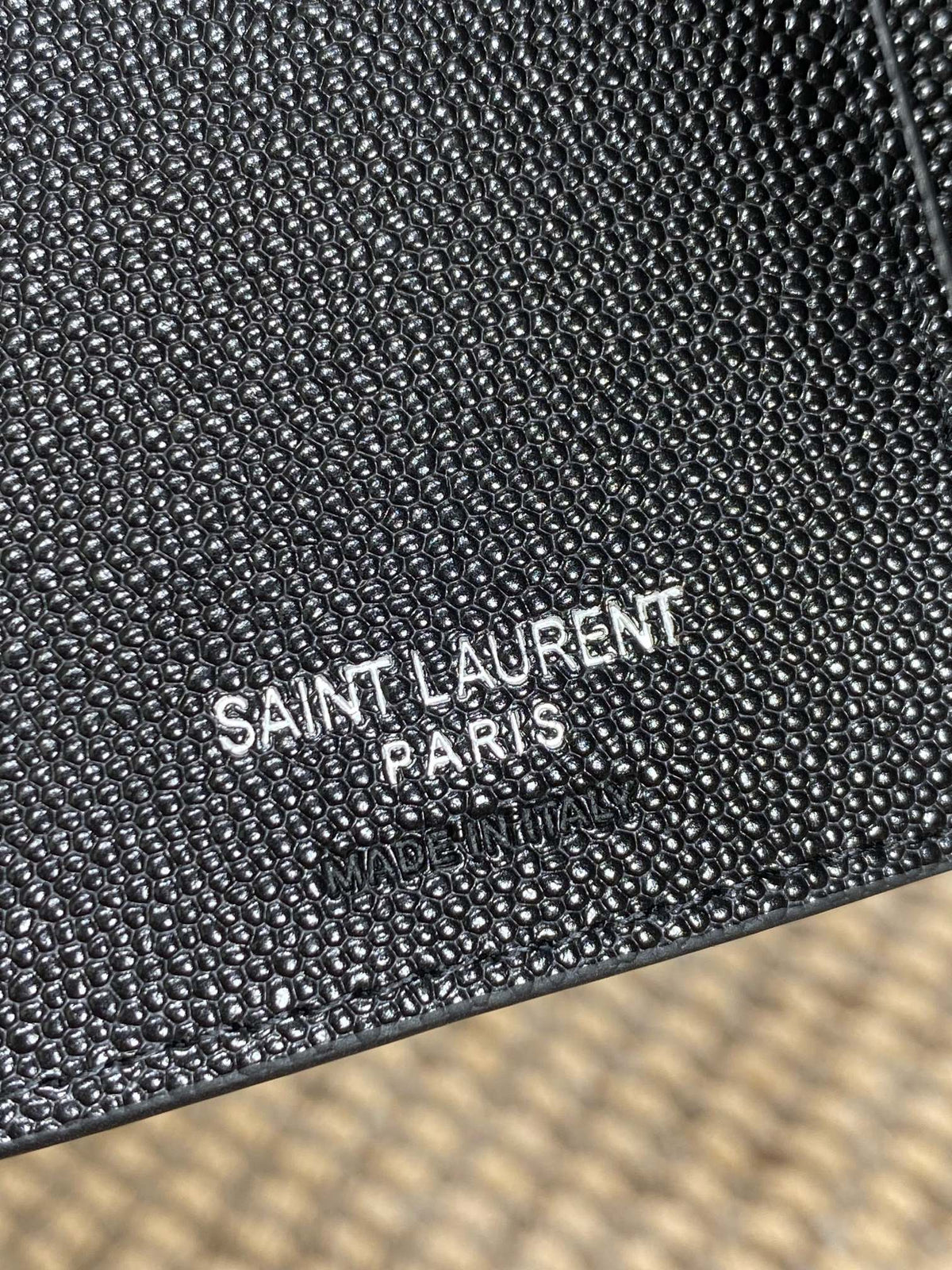 YSL Compact Flap Cassendre Wallet 10cm Black Leather Sliver HW