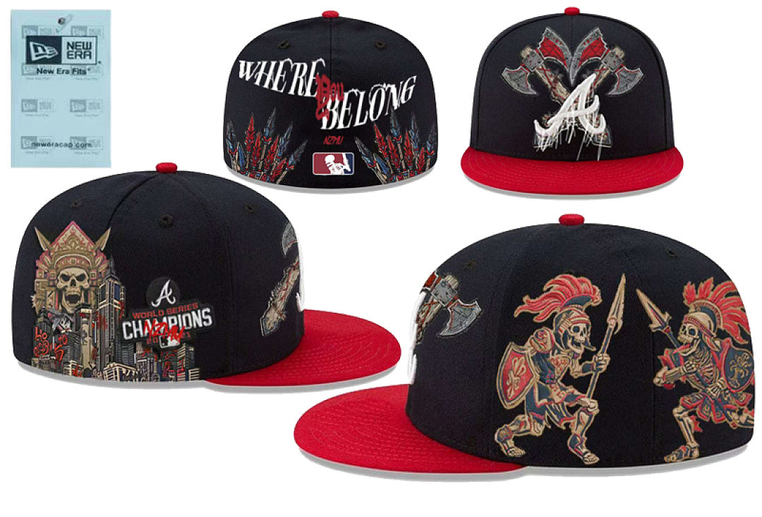 New Era Atlanta Braves Skeleton Warrior Graphic 59Fifty Fitted Cap