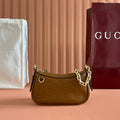 GG Emblem Mini Shoulder Bag Brown Embossed Cowhide