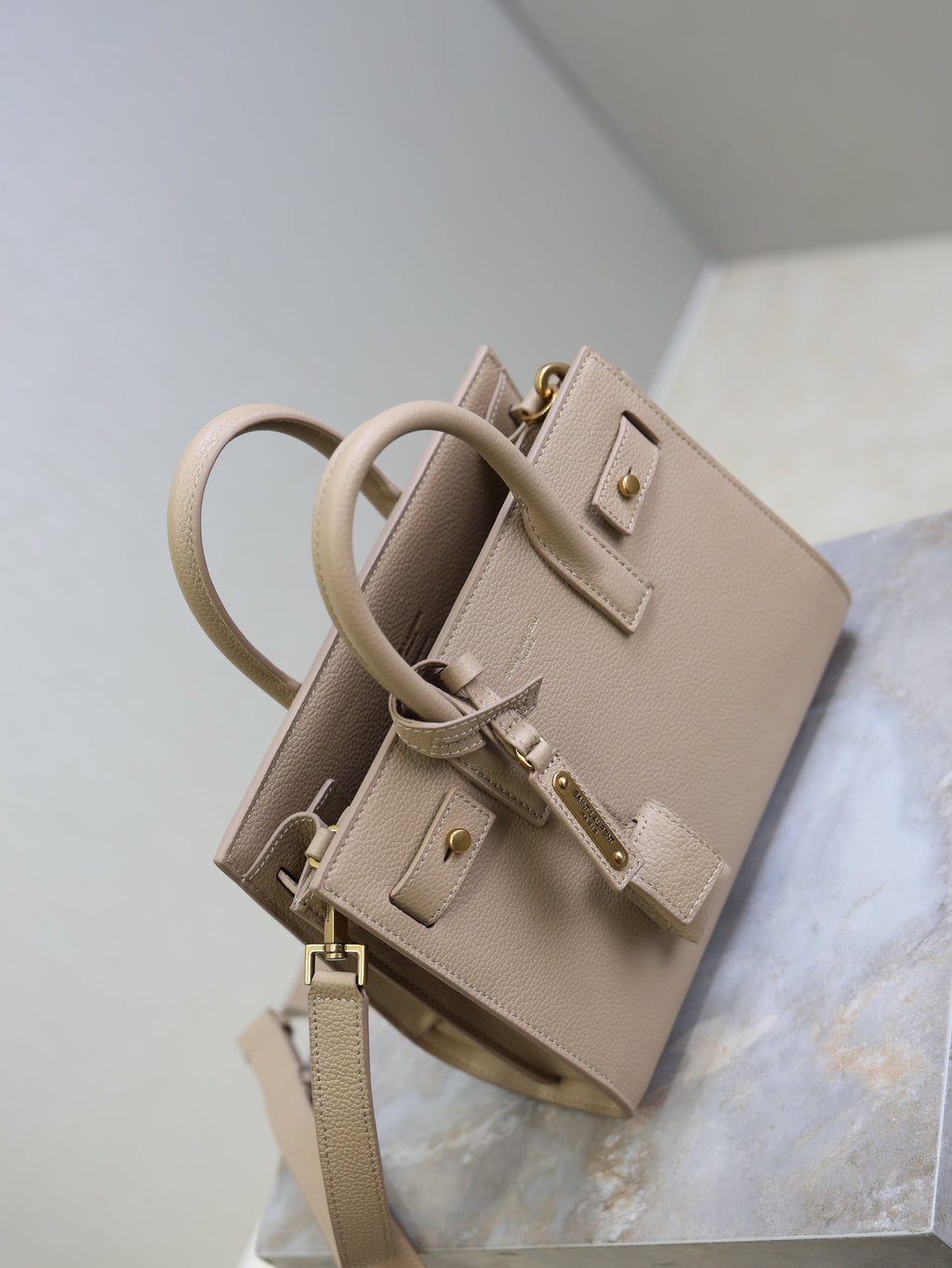 YSL Sac De Jour Nano 22cm Beige Grain Cowhide GHW