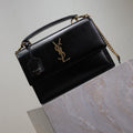 YSL Sunset Handbags 25cm Black Cowhide