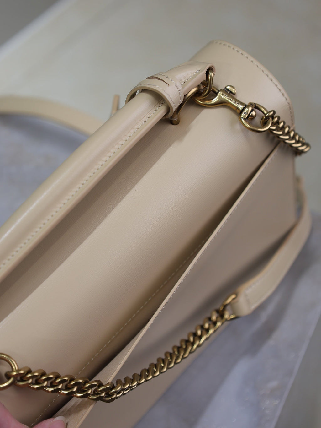 YSL Sunset Handbags 25cm Beige Cowhide