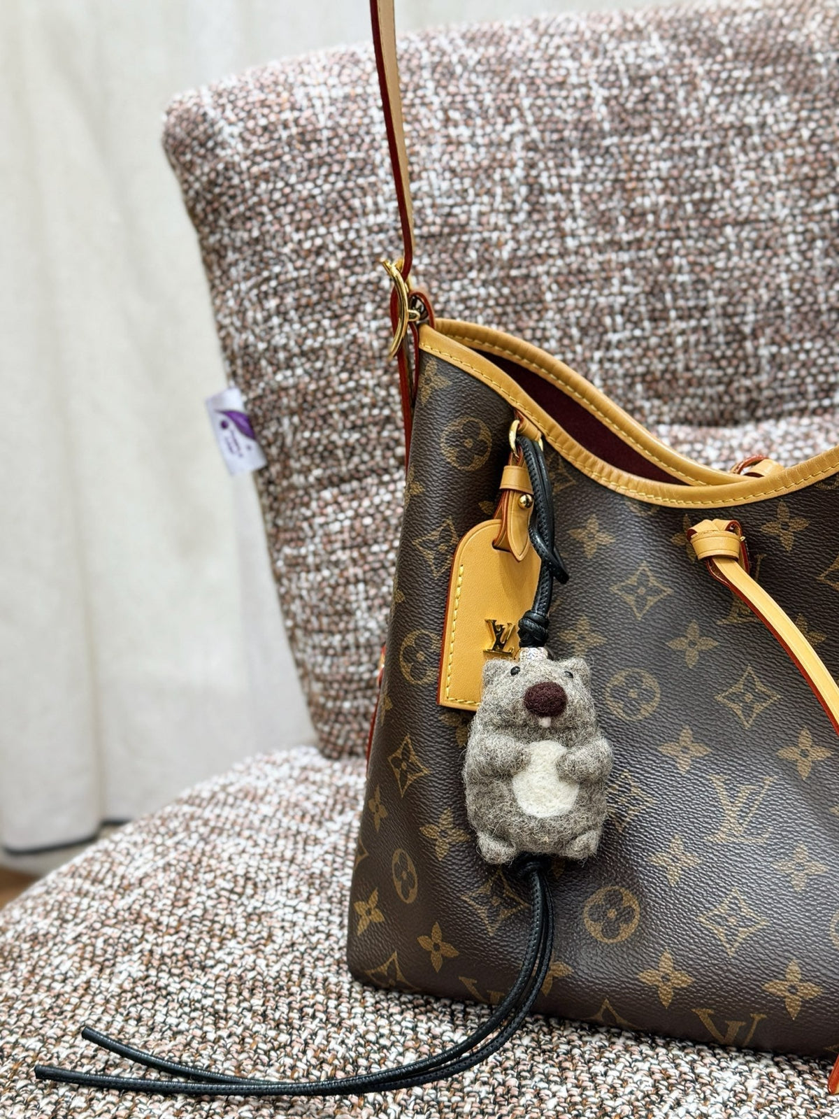 Loewe Animal Charm Gray Felt and Calf