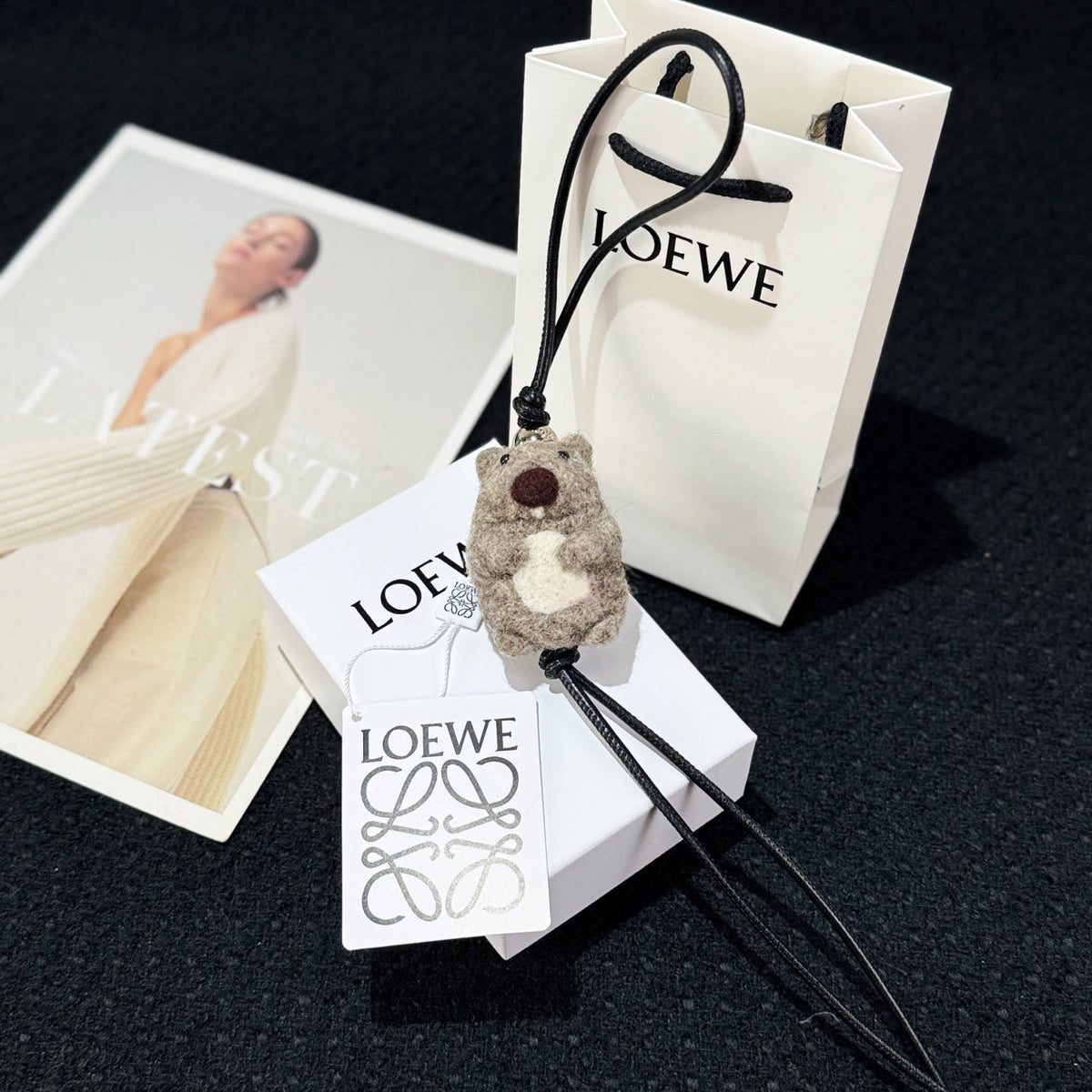 Loewe Animal Charm Gray Felt and Calf