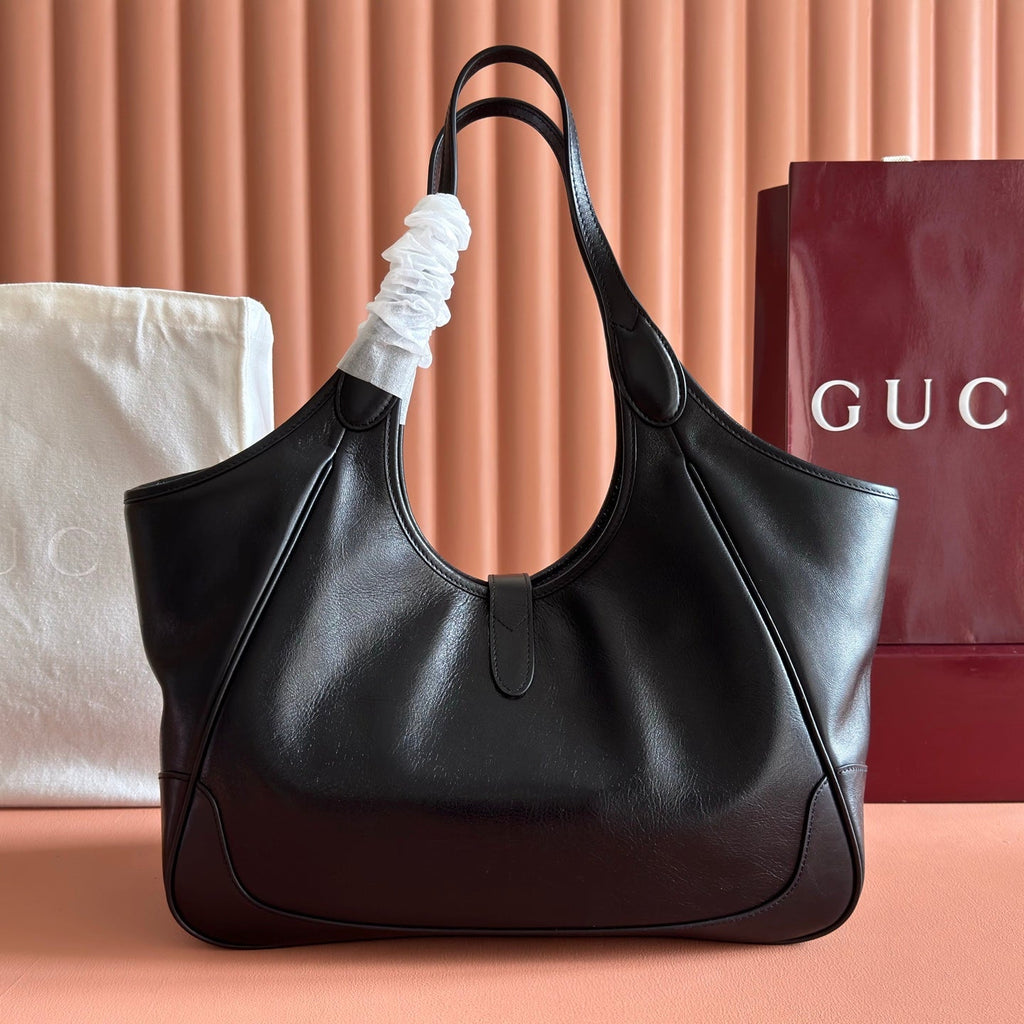 GG Mercato Medium Tote Bag Black Lambskin