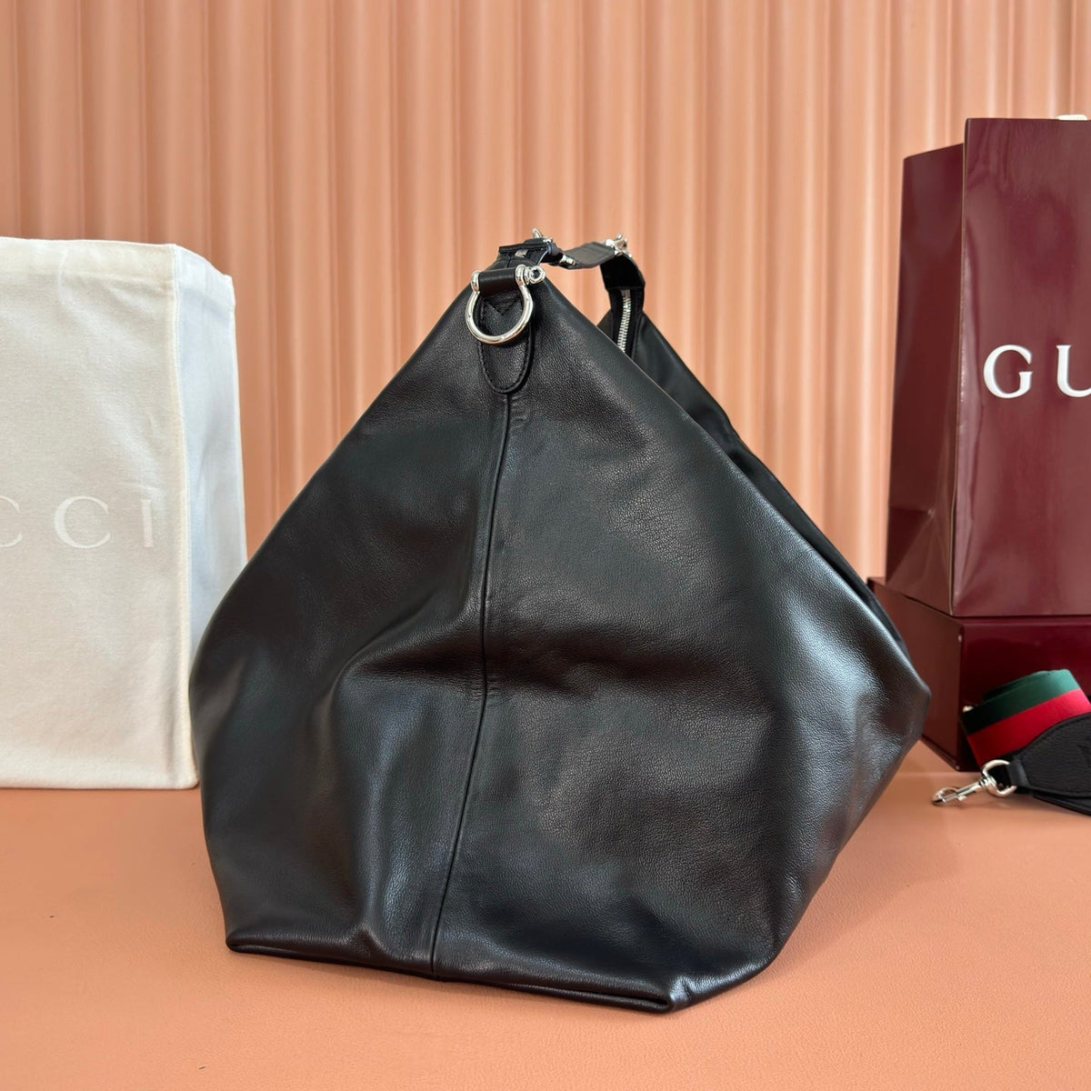 GG Brera Large Crossbody Bag Black Lambskin