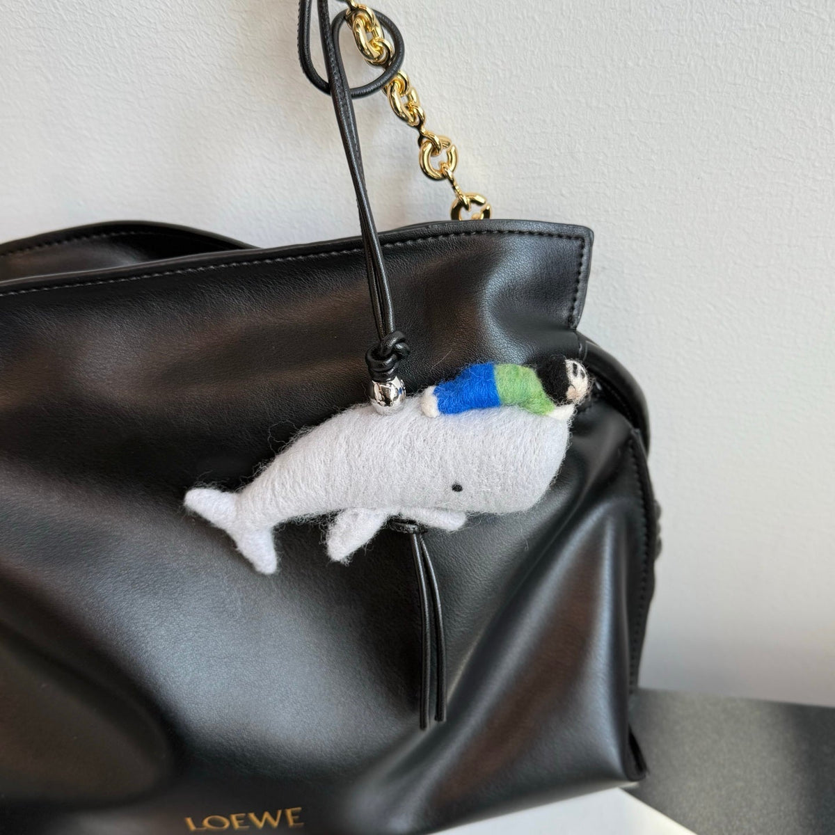 Loewe x Suna Fujita Child and Whale Charm Gray Felt and Calf