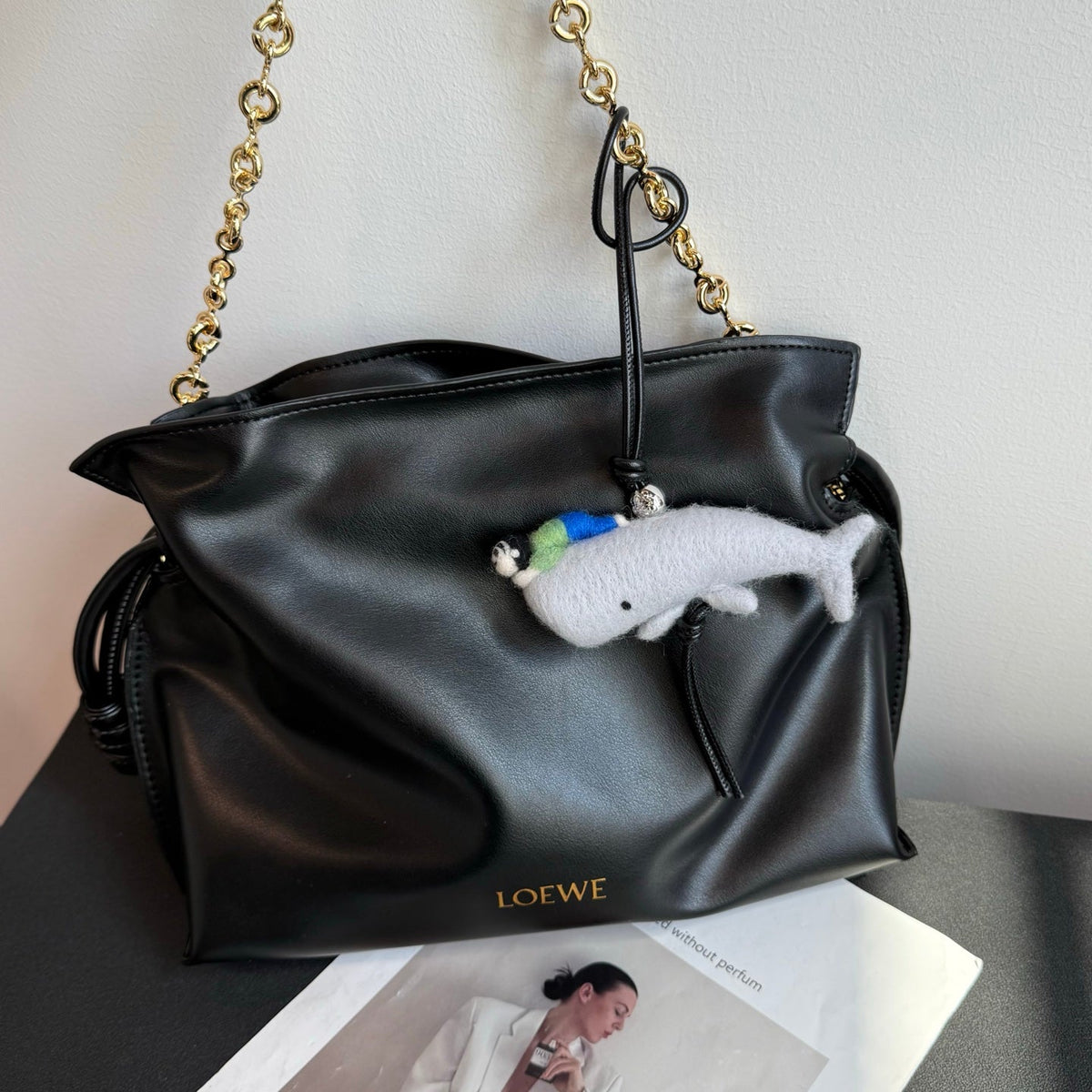 Loewe x Suna Fujita Child and Whale Charm Gray Felt and Calf