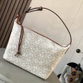 Loewe Cubi Anagram Bag 35cm Brown White Jacquard Cotton Calfskin