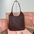 Miu Ivy Tote Bag 35cm Dark Brown Leather 217008