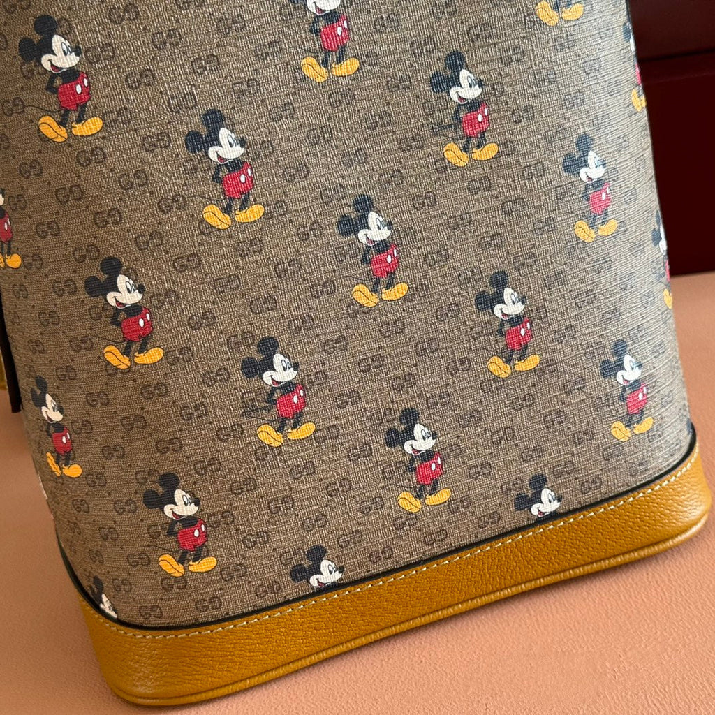 Gucci Mickey Backpack Brown Canvas Leather 255347