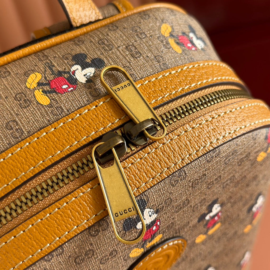 Gucci Mickey Backpack Brown Canvas Leather 255347