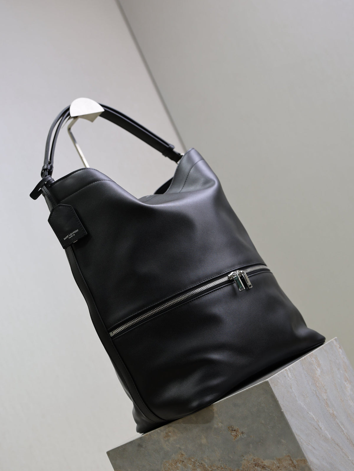 YSL Tag Hobo 31cm Black Cowhide